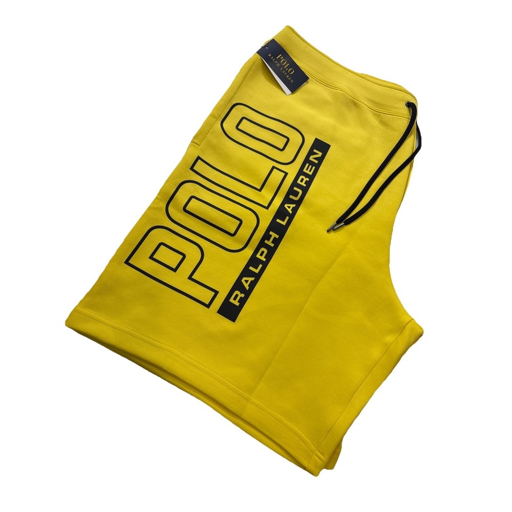POLO Ralph Lauren Double knit Spellout Shorts Classic Yellow/Blk Logo Men's‎ 2XB